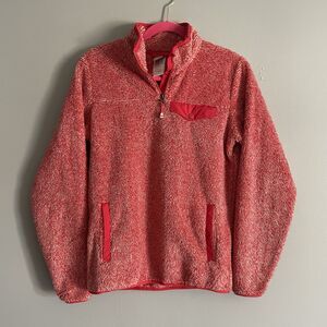 Cinch Pullover Sweater Small Women’s Red White Fuzzy Comfortable